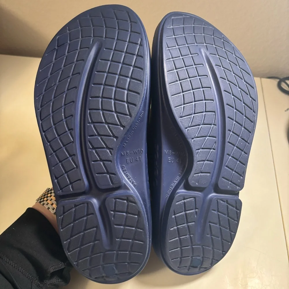 OOFOS | OOahh Sport Sandals Blue Slides Sz M8/W10 - Picture 7 of 8